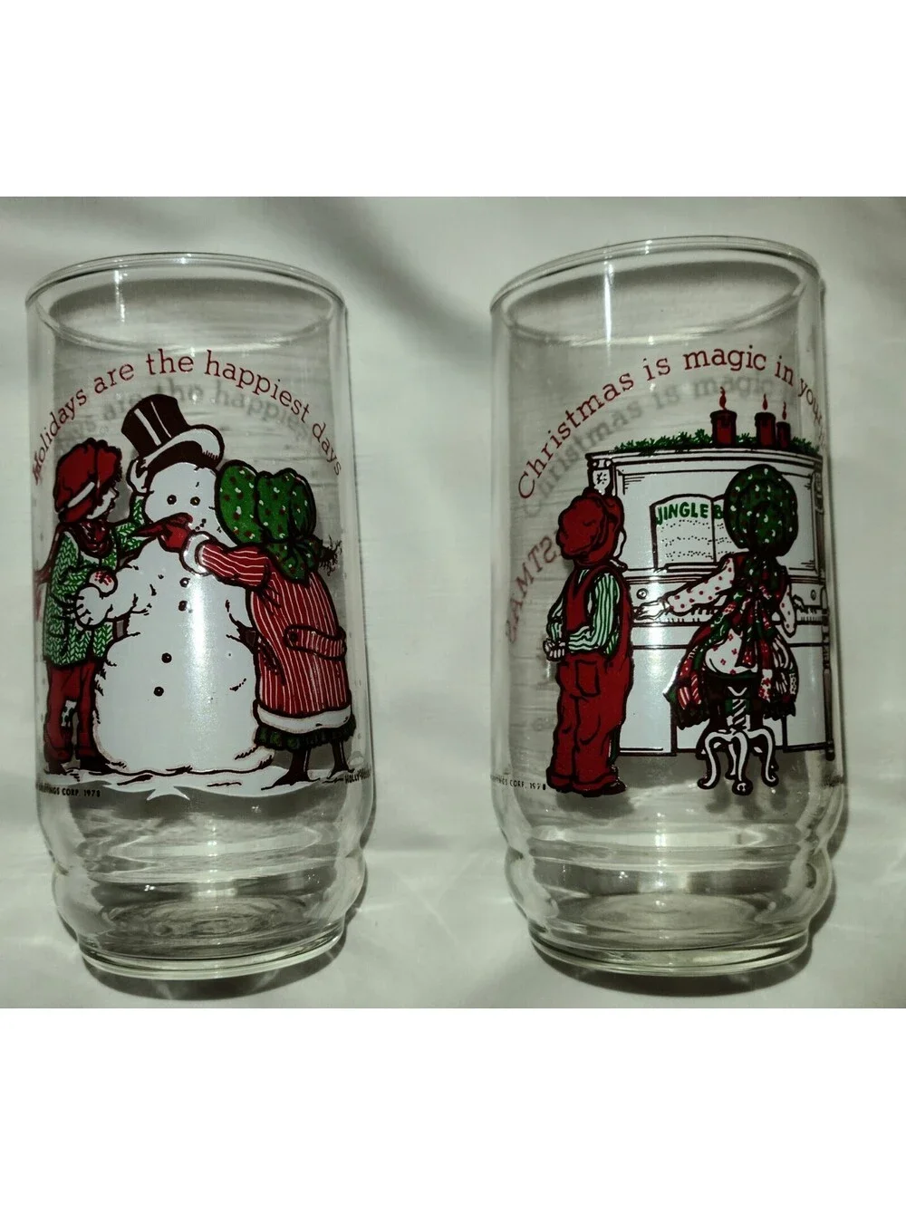 4pc Vintage 1978 Holly Hobbie & Robby Coca-Cola Christmas Glasses Home Decor EUC
